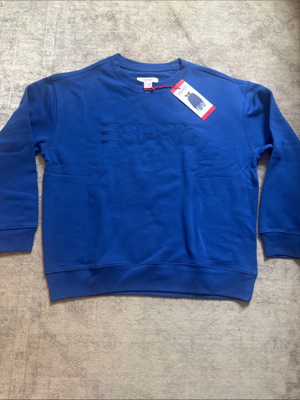 Esprit Women's Royal Blue Embroidered Logo Crewneck Sweatshirt